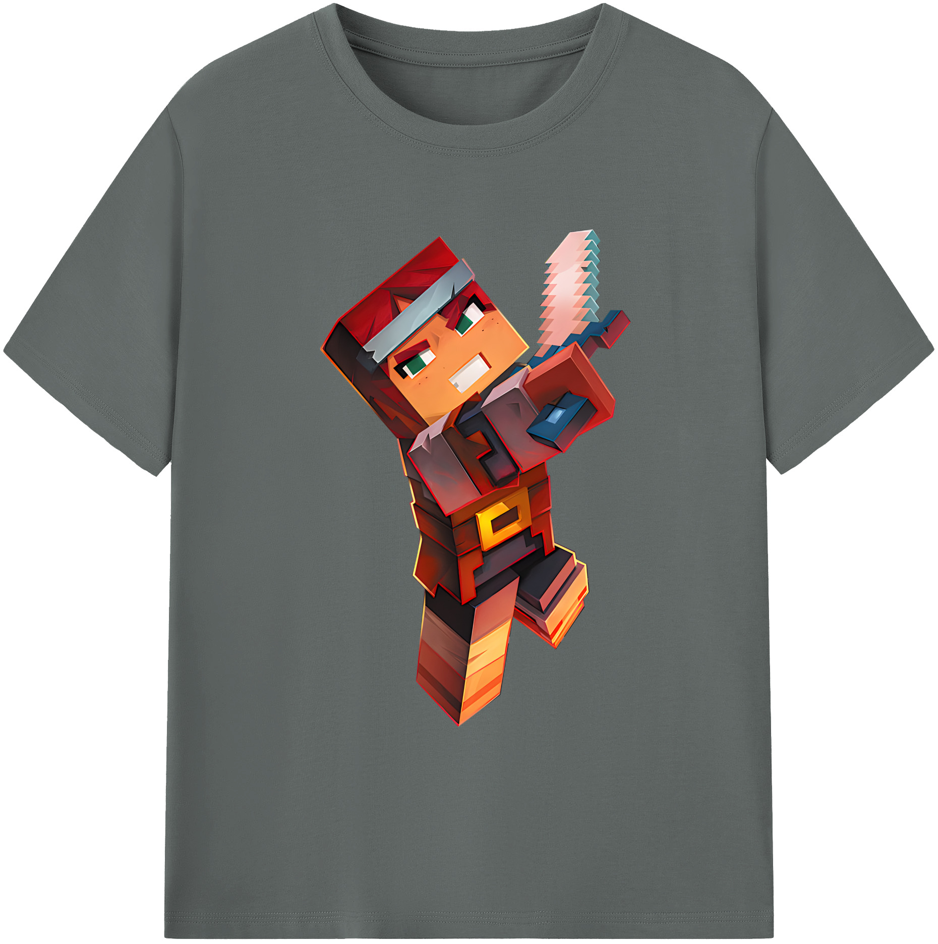 （画像用） マインクラフト ブロックの世界 Minecraft MC Block world 綿100％ メンズ半袖Tシャツ｜肌触りやわらか＆通気性